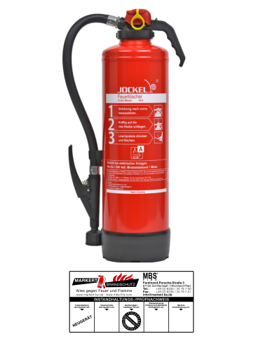Jockel W6JX 34 - Auflade-Wasser-Feuerlöscher, 6L, EN3, 34A = 10LE